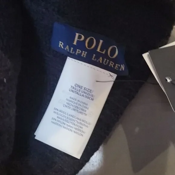 Polo Ralph Lauren Men's Wool Blend Beanie Hat Knit navy blue Embroidered logo - Picture 7 of 8